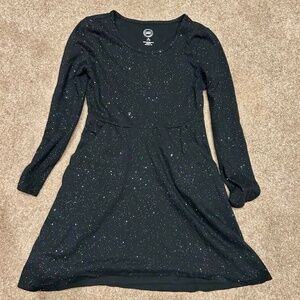 Girls Wonder Nation Long Sleeve Sparkly Dress Black Size M 7-8 Holiday Christmas